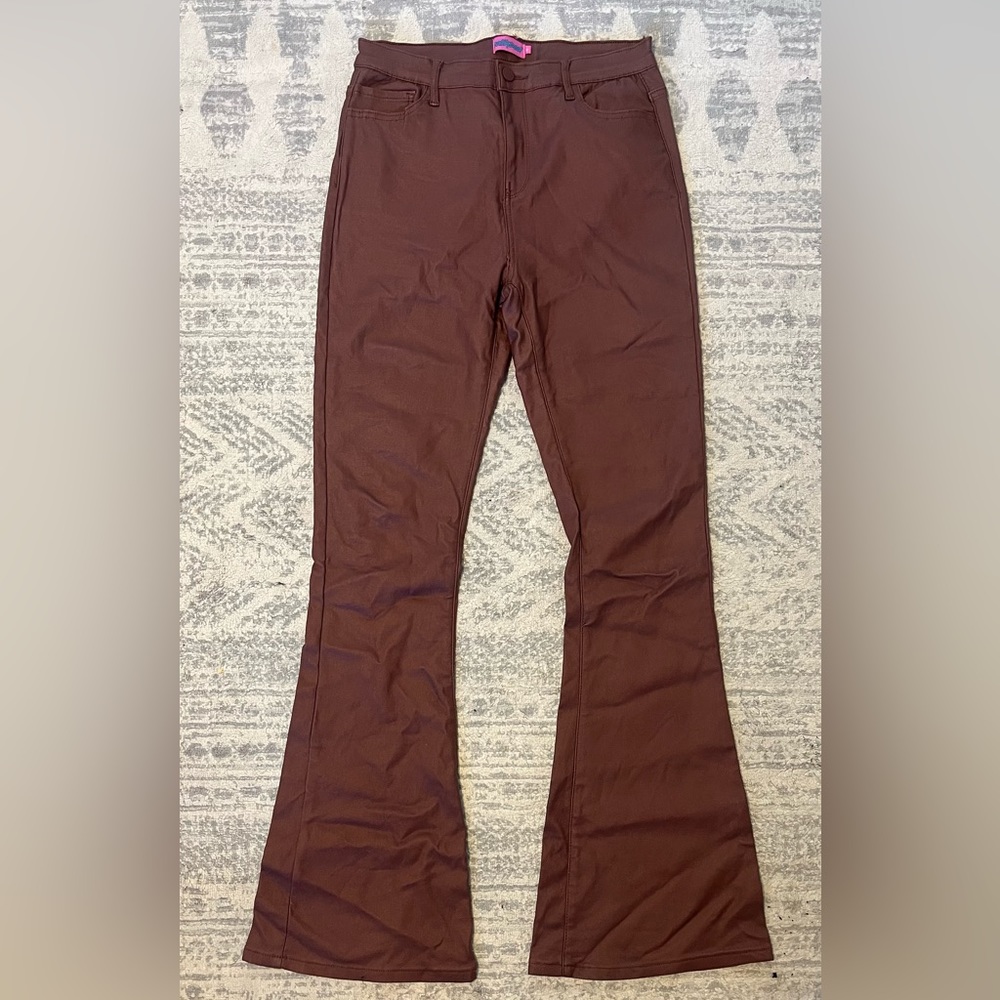 Edikted Luna Faux Leather Flare Jeans